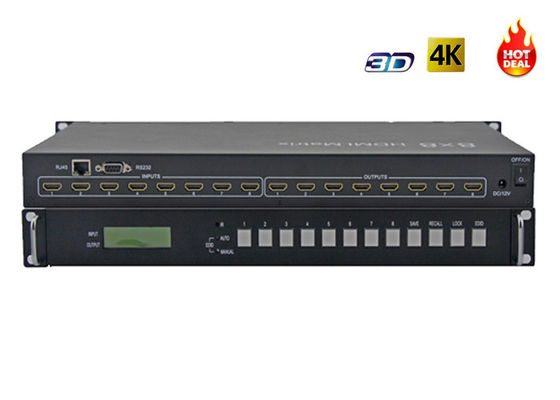 4Kx2K 8X8 3D IR HDMI वीडियो मैट्रिक्स स्विचर 8x इनपुट और 8x आउटपुट के साथ