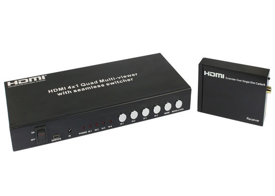 निर्बाध RS232 और IR स्विच कमांड के साथ UTP एक्सटेंडर HDMI 4x1 क्वाड मल्टी व्यूअर