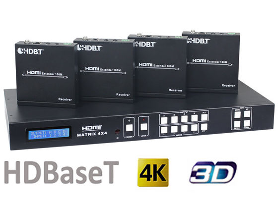 HDMI1.4 4X4 HDBaseT मैट्रिक्स स्विचर 4Pcs 70M और 100M HDMI HDBaseT रिसीवर के साथ
