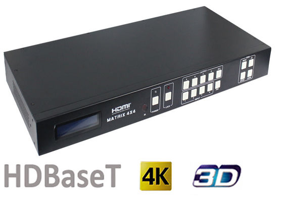 HDBaseT आउटपुट पोर्ट के साथ 70 मीटर और 100 मीटर 4x4 एचडीएमआई मैट्रिक्स स्विचर