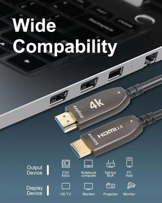 4K 60Hz एचडीएमआई फाइबर ऑप्टिक केबल समर्थित 1080p / 3D / डीप कलर