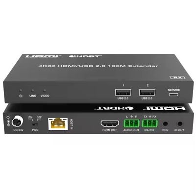 4K USB 2.0 HDBaseT एक्सटेंडर LAN पर HDBaseT PoC सिंगल कैट5e/6a/7 केबल, अधिकतम 100m