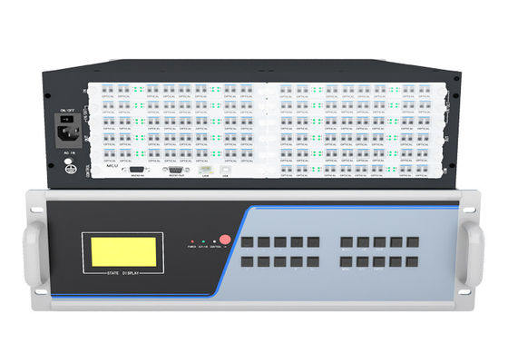 3840x2160 60 हर्ट्ज और नीचे की ओर संगतता उन्नत FPGA 88 पोर्ट 3.5 U फाइबर KVM मैट्रिक्स