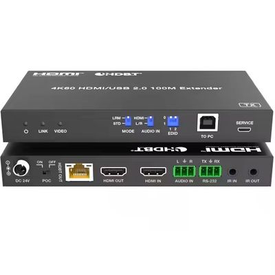 4K USB 2.0 HDBaseT एक्सटेंडर LAN पर HDBaseT PoC सिंगल कैट5e/6a/7 केबल, अधिकतम 100m